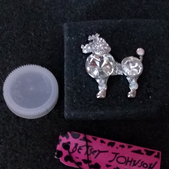 White Crystal Poodle Pin Brooch - Picture 2 of 5